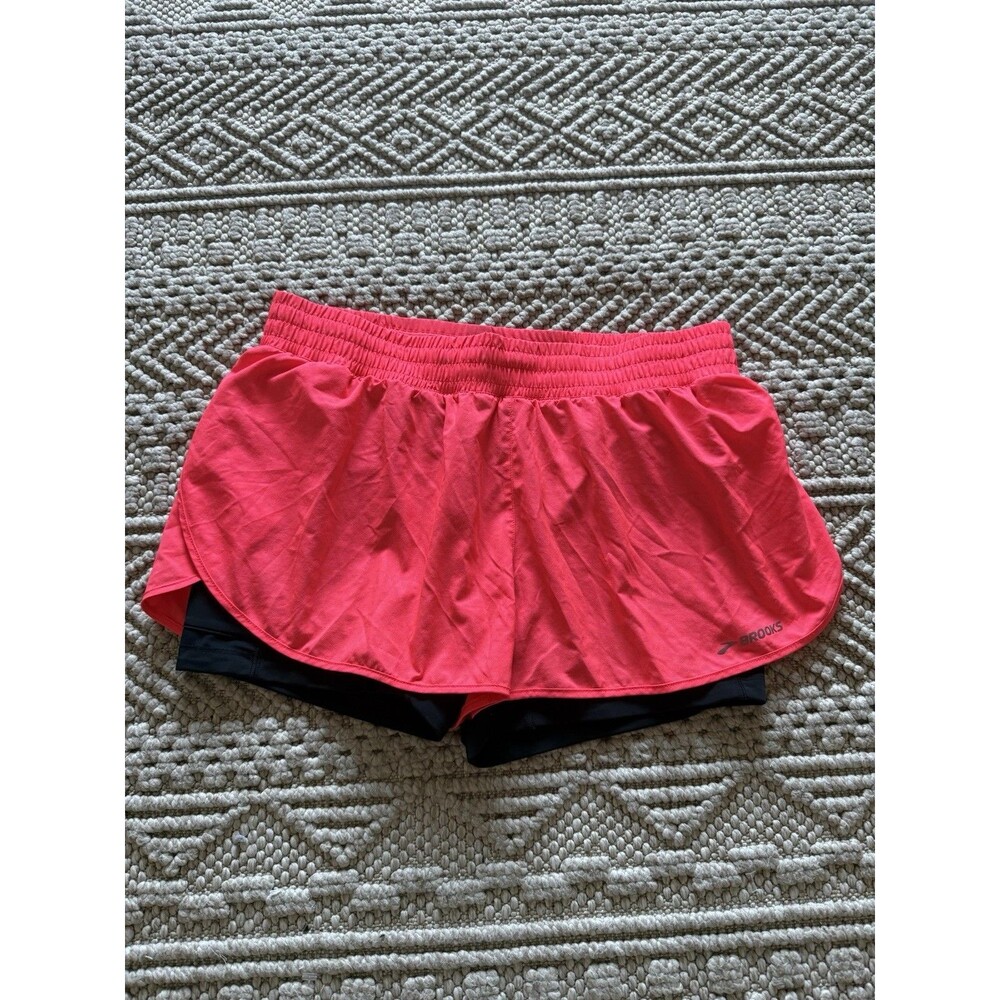Brooks Womens Chaser 2-in-1 Running Shorts Large 221464 Pink Vented